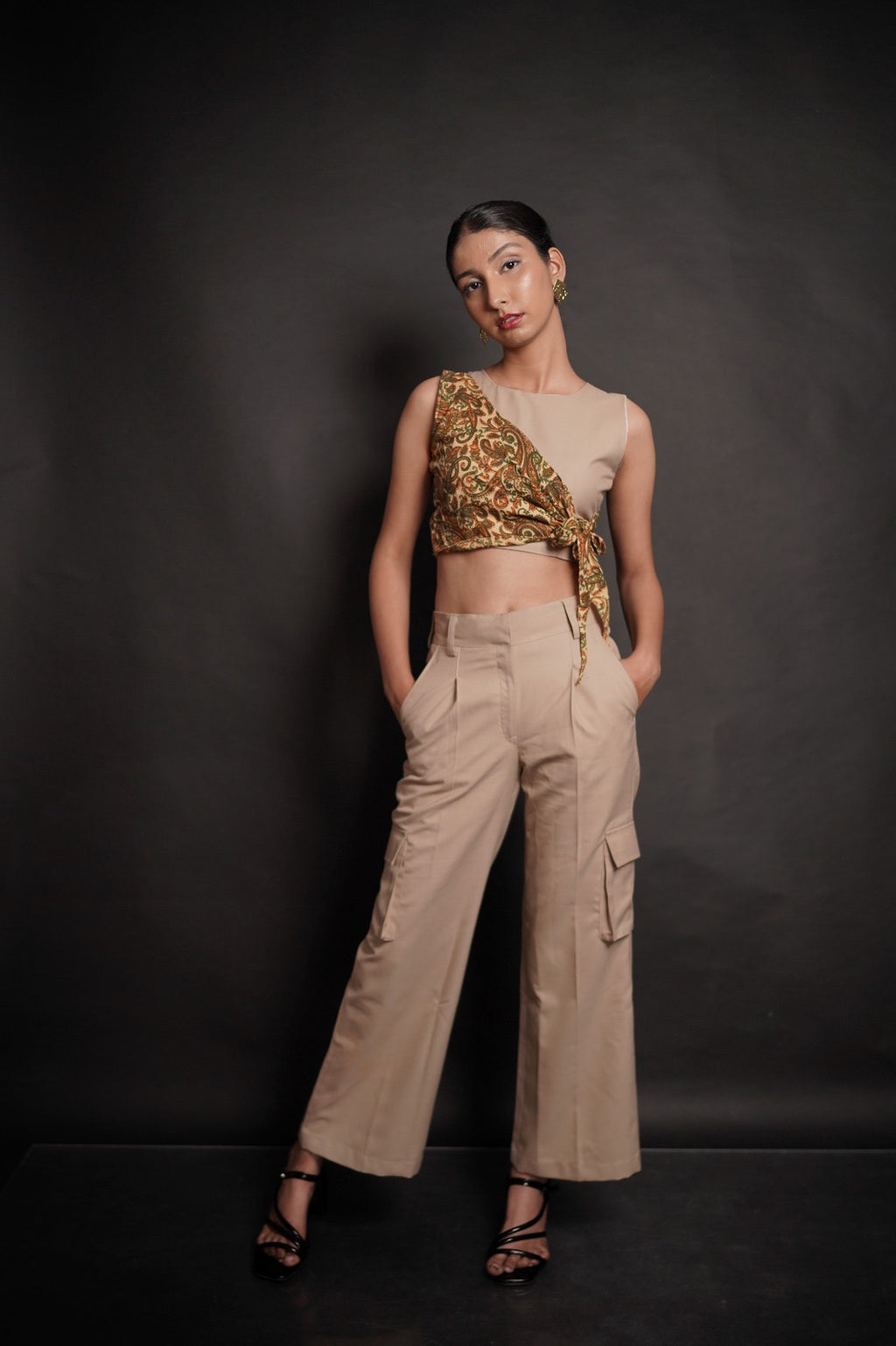 Kalamkari Asymmetrical Wrap Co-ord Set