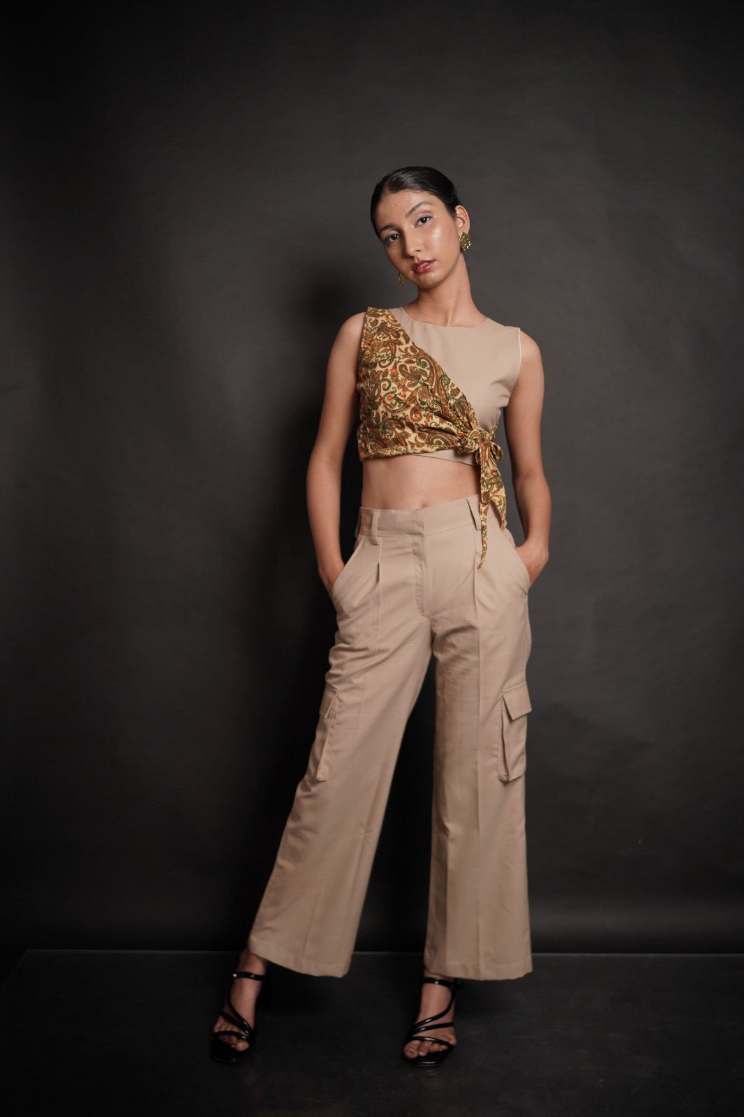 Kalamkari Asymmetrical Wrap Co-ord Set