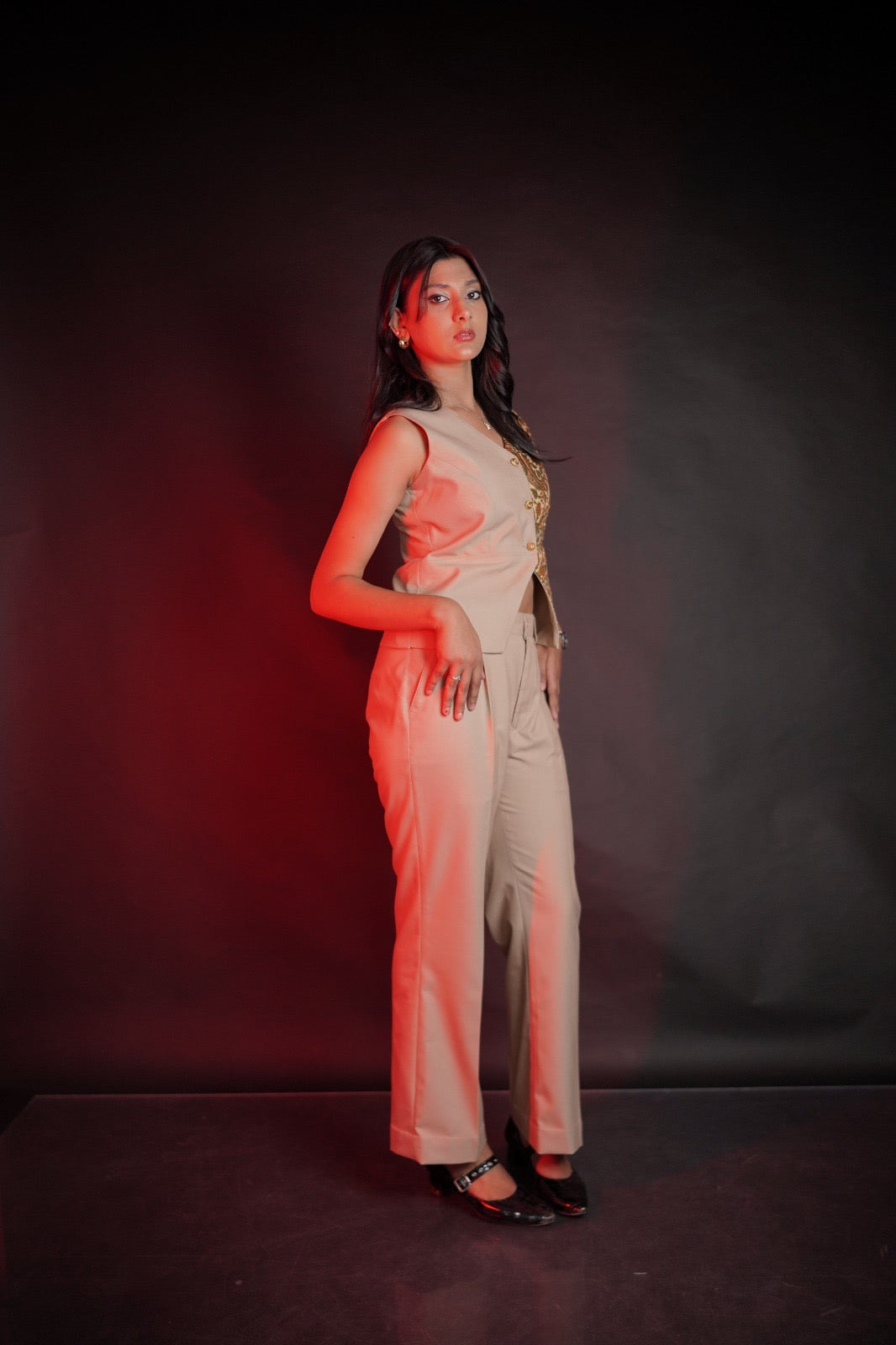 co-ord set featuring authentic Kalamkari Prints