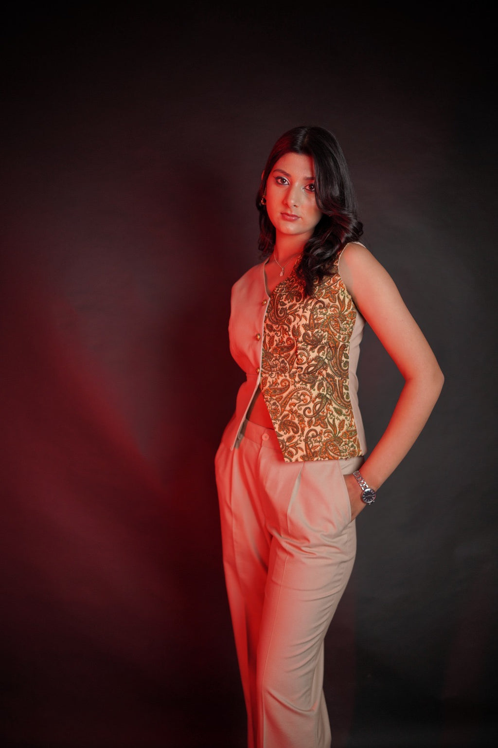 co-ord set featuring authentic Kalamkari Prints