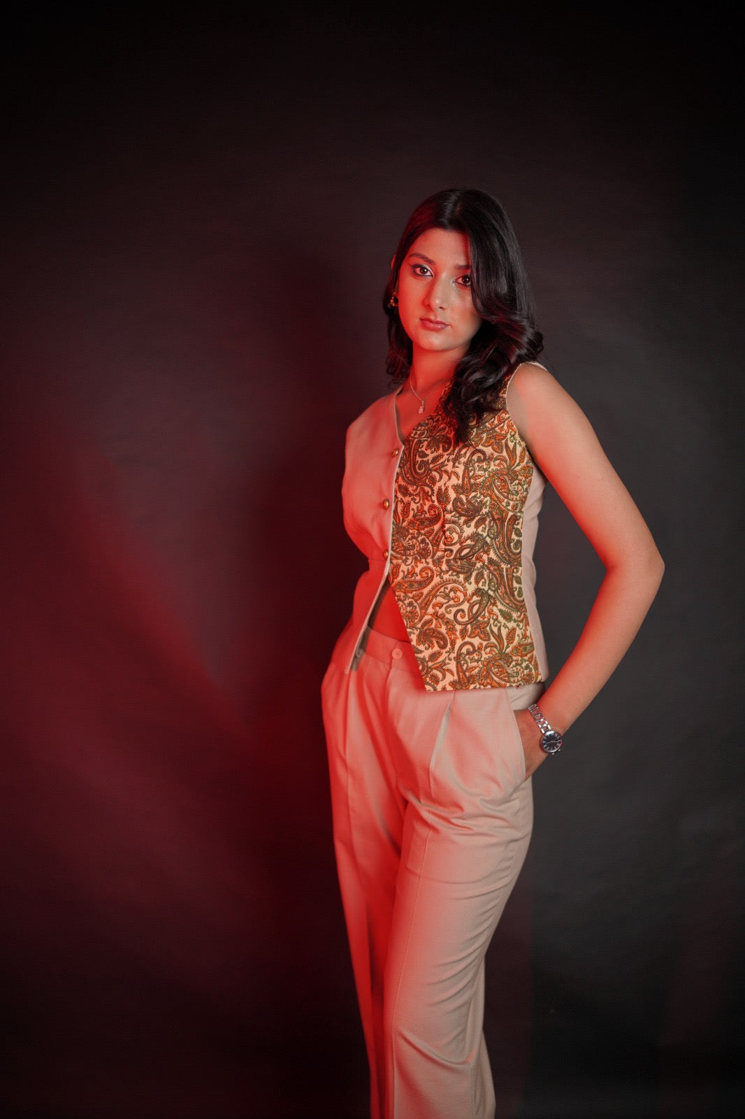 co-ord set featuring authentic Kalamkari Prints