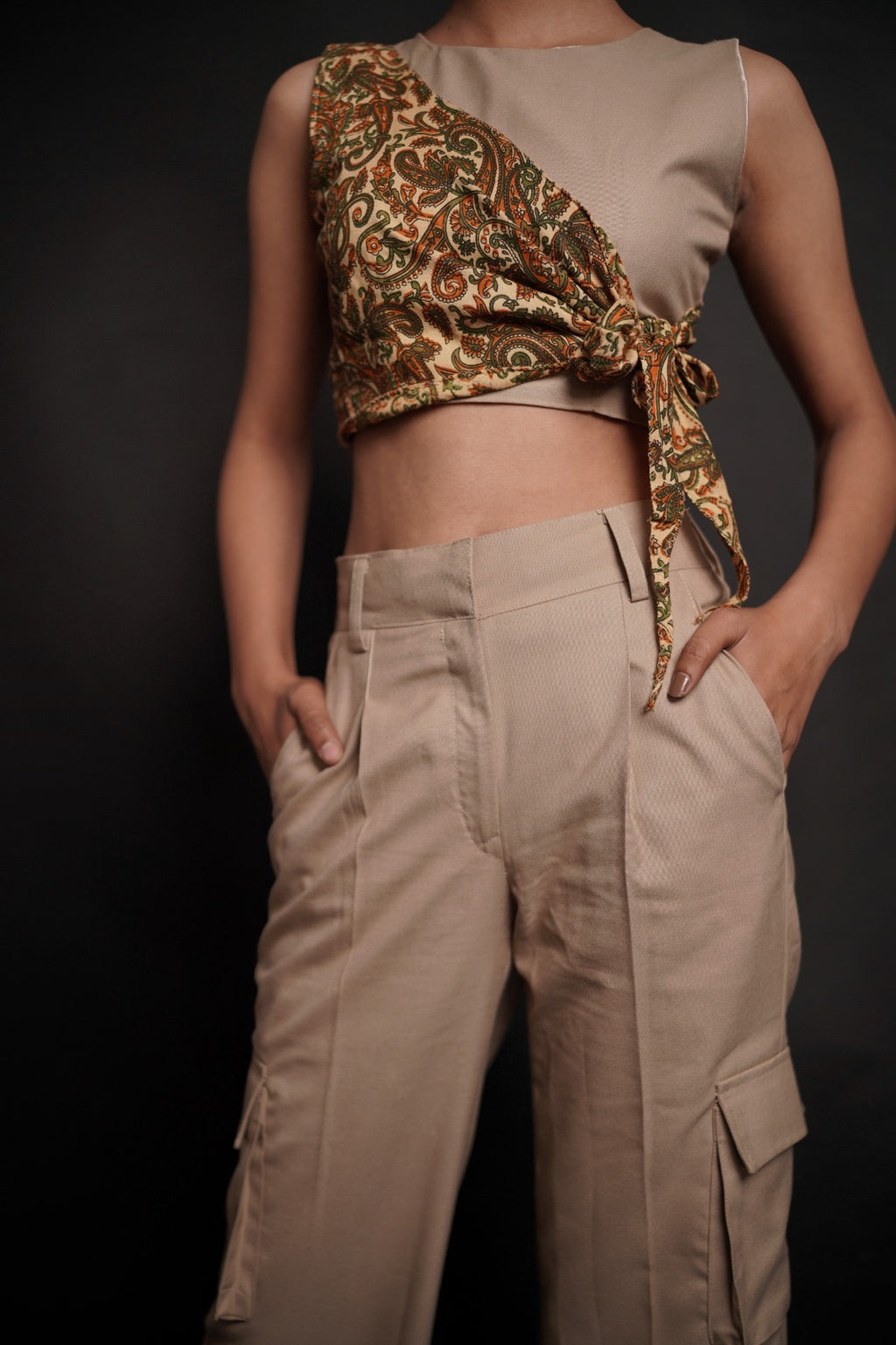 Kalamkari Asymmetrical Wrap Co-ord Set