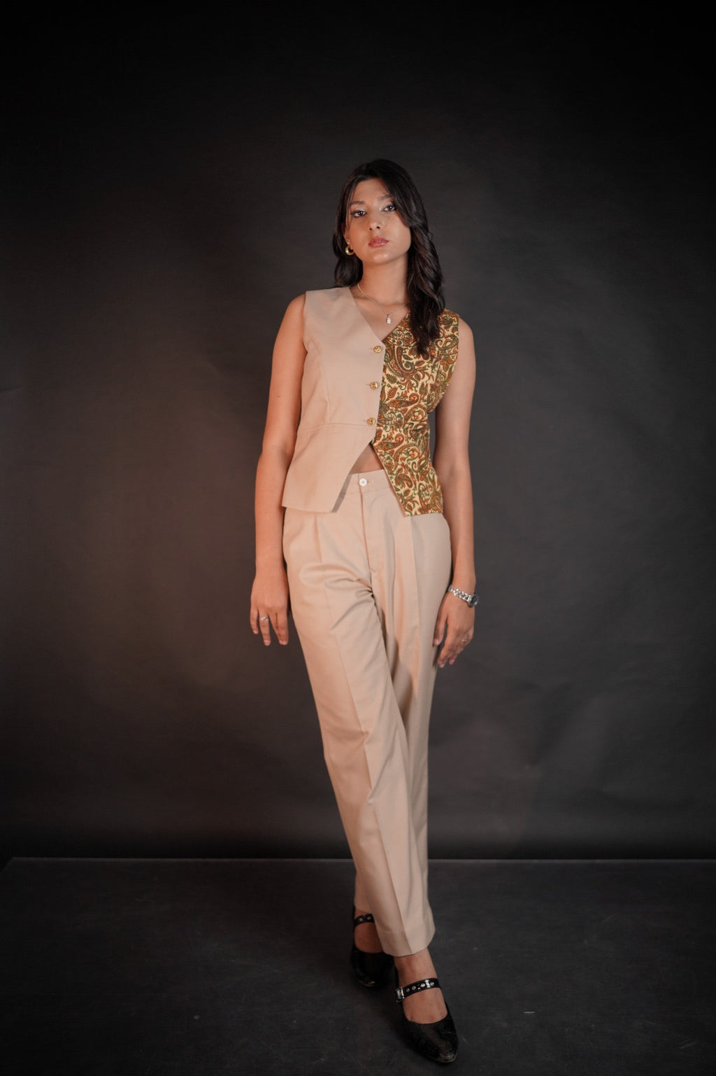 co-ord set featuring authentic Kalamkari Prints