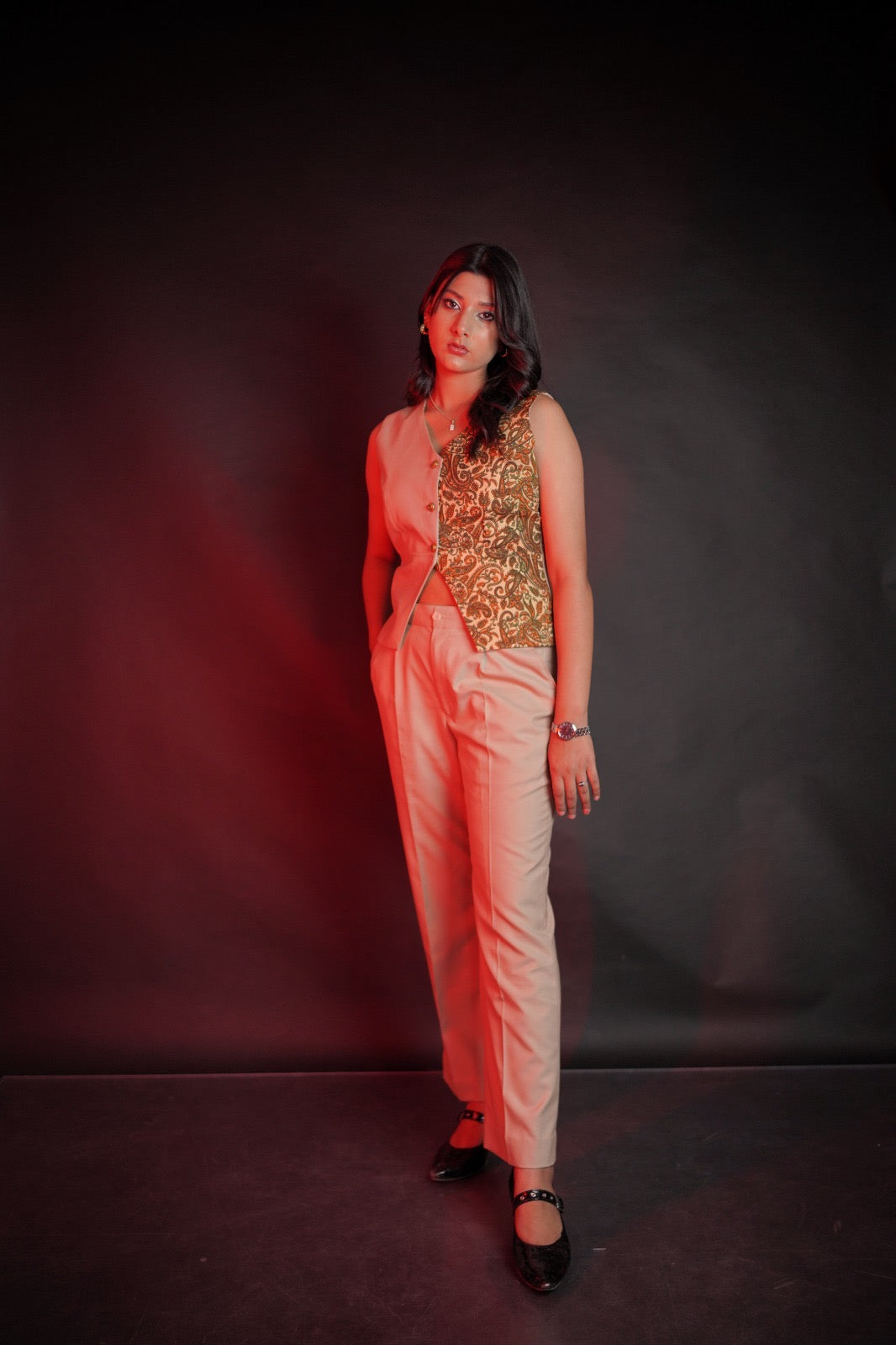 co-ord set featuring authentic Kalamkari Prints